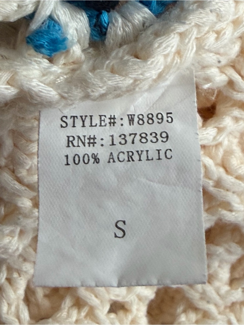 Debut | Cream Multi Color Granny Square Crop Open Knit Cardigan Sweater - Picture 7 of 8